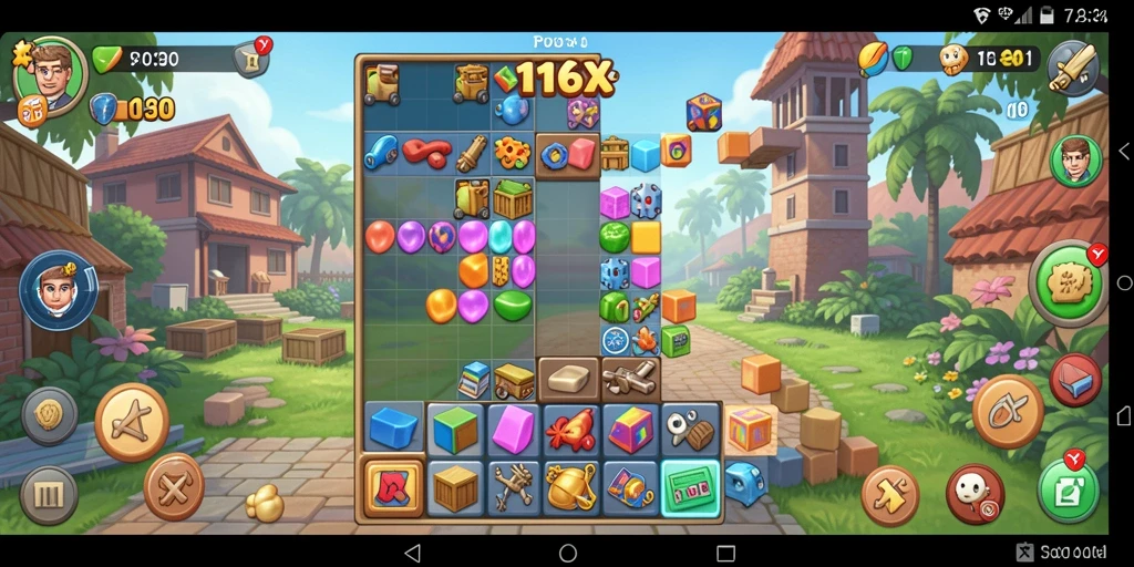 Screenshot gameplay 116X menampilkan aksi puzzle yang menantang.