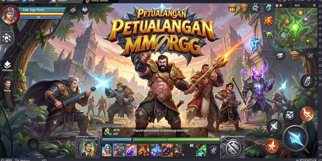 Tangkapan layar API33 menunjukkan aksi penuh di dunia MMORPG.