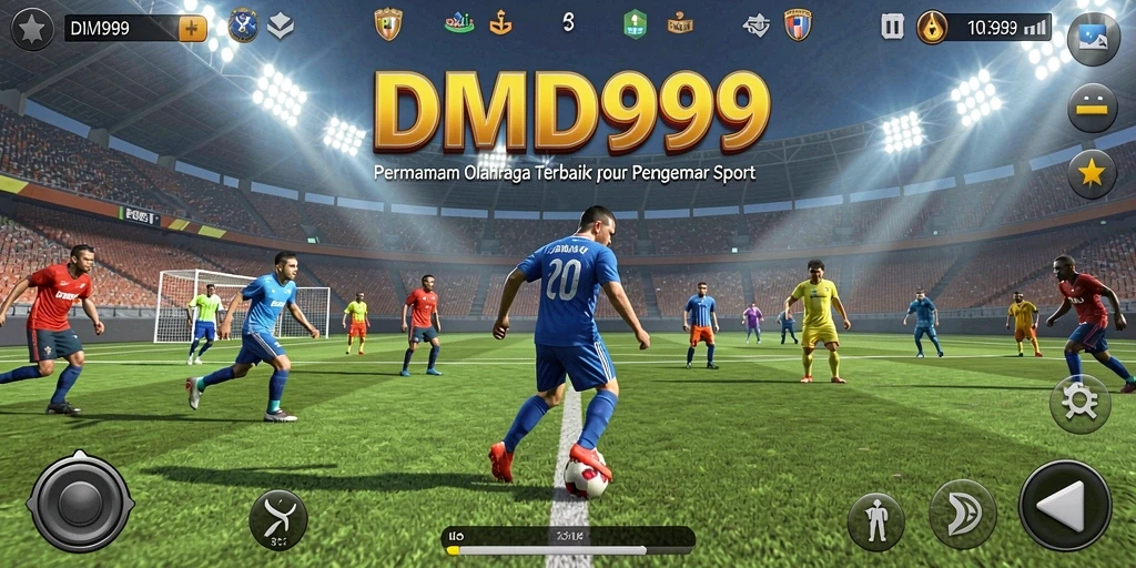 Tampilan utama DMD999 menampilkan aksi seru olahraga virtual.