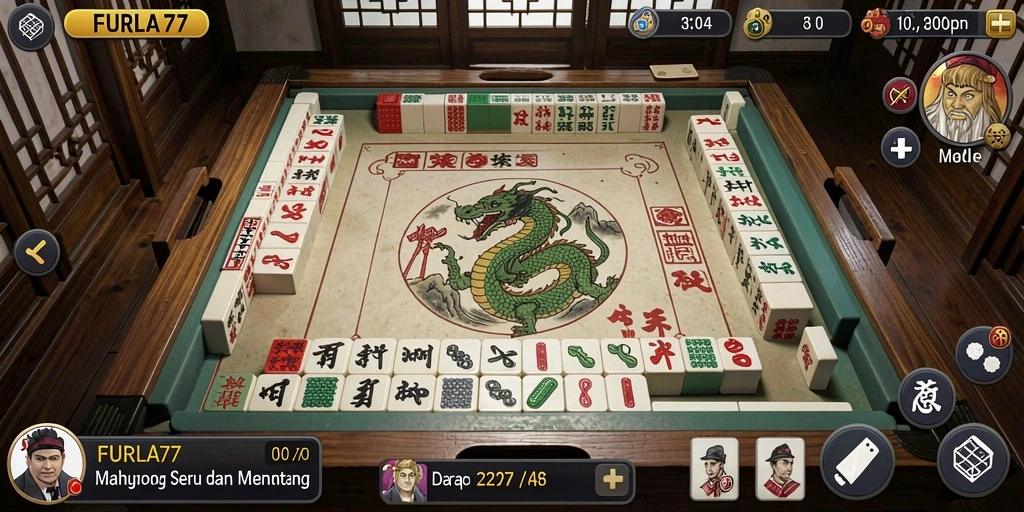 Tampilan gameplay seru dalam FURLA77 saat bermain Mahjong.