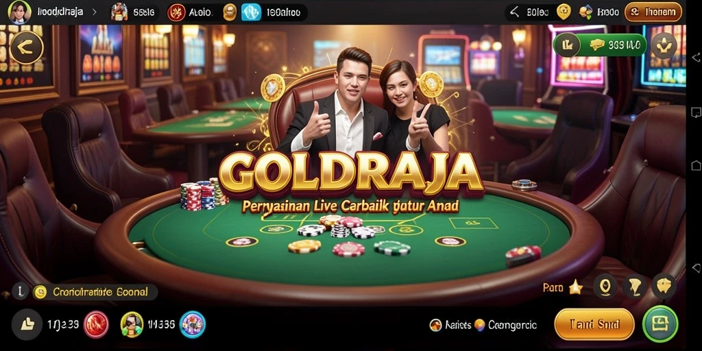 Screenshot gameplay live casino GOLDRAJA yang menampilkan dealer profesional dan permainan menarik.