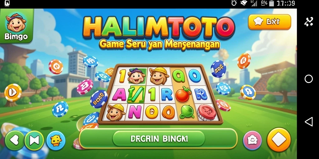 Screenshot gameplay Bingo HALIMTOTO yang penuh warna dan menarik.