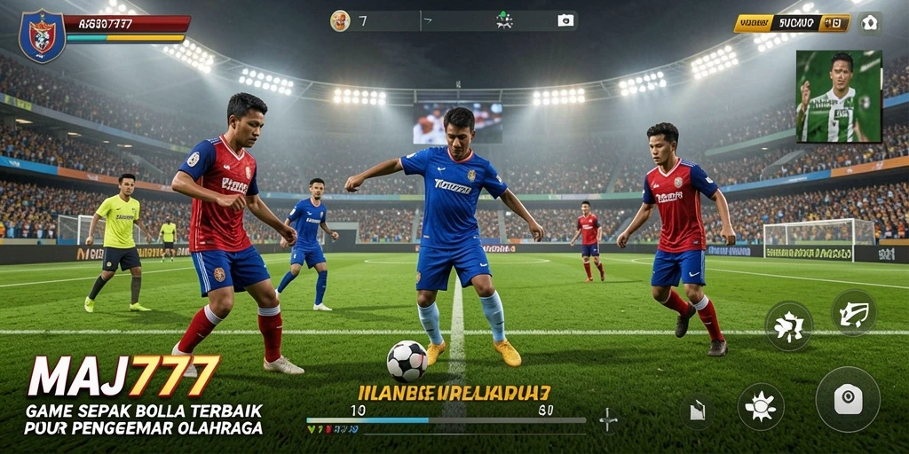Tangkapan layar dari gameplay seru MAJ777 yang menampilkan aksi sepak bola mendebarkan.