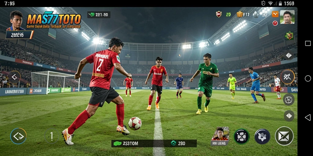 Tangkapan layar gameplay yang menarik dari MAS77TOTO saat pertandingan sepak bola.