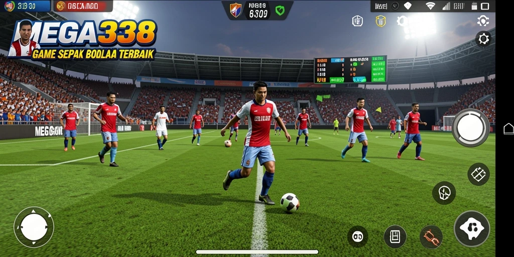 Gameplay seru dalam MEGA338 dengan aksi sepak bola nyata.