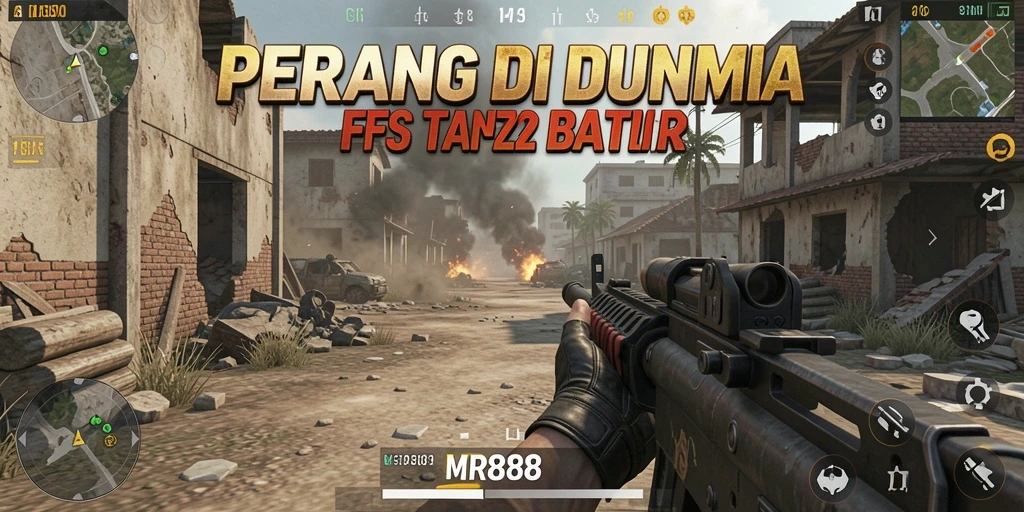 Screenshot gameplay MR888 menampilkan aksi tembak-menembak yang intens.