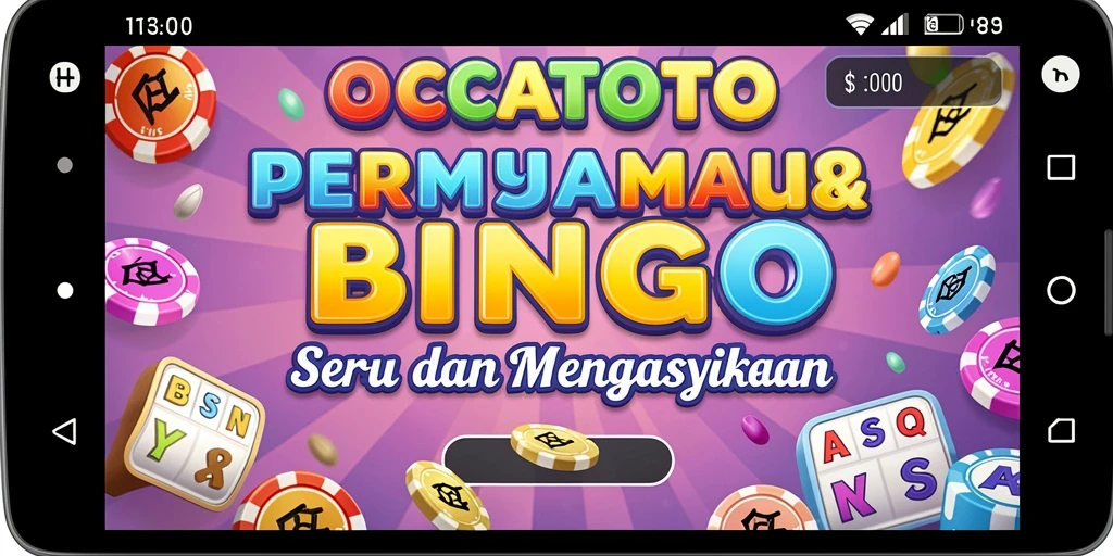 Screenshot gameplay OCATOTO dengan papan Bingo yang berwarna-warni.