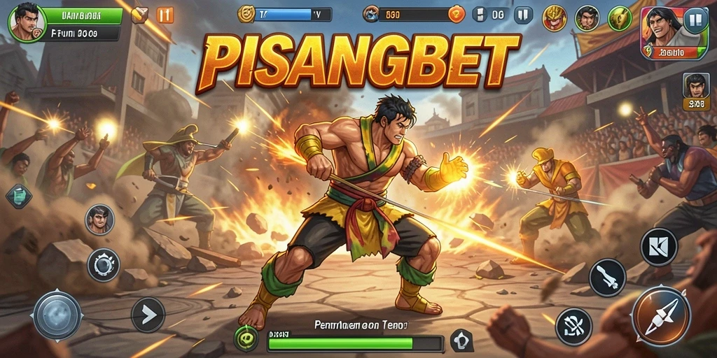 Tangkapan layar dari gameplay PISANGBET yang menampilkan aksi pertarungan intens.