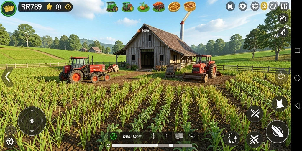 Tampilan gameplay menarik dari RR789 dengan aktivitas bertani yang seru.
