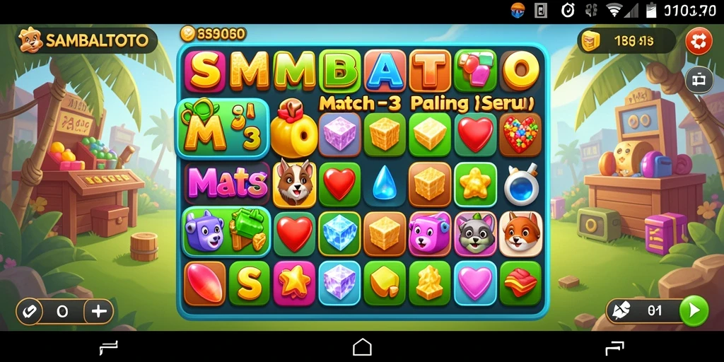 Tampilan gameplay SAMBALTOTO dengan grafis warna-warni yang menarik.