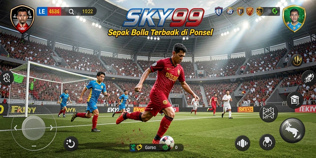 Tampilan gameplay nyata dari pengalaman sepak bola yang mendebarkan.
