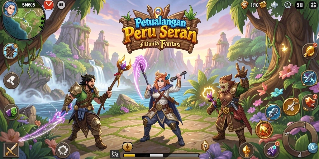 Tangkapan layar gameplay SM605 dengan petualangan seru di dunia fantasi.
