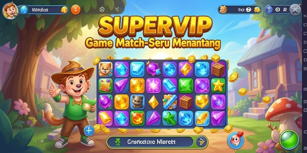 Tampilan gameplay menarik dari game Match-3 SUPERVIP.