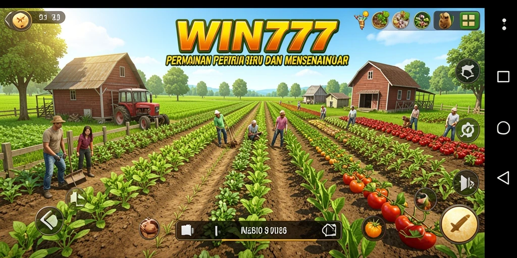 Screenshot gameplay WIN777 menunjukkan keseruan bertani.