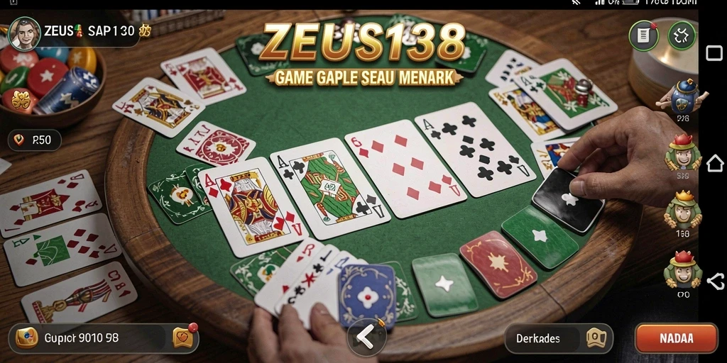 Screenshot gameplay Gaple ZEUS138 saat seru beradu strategi.